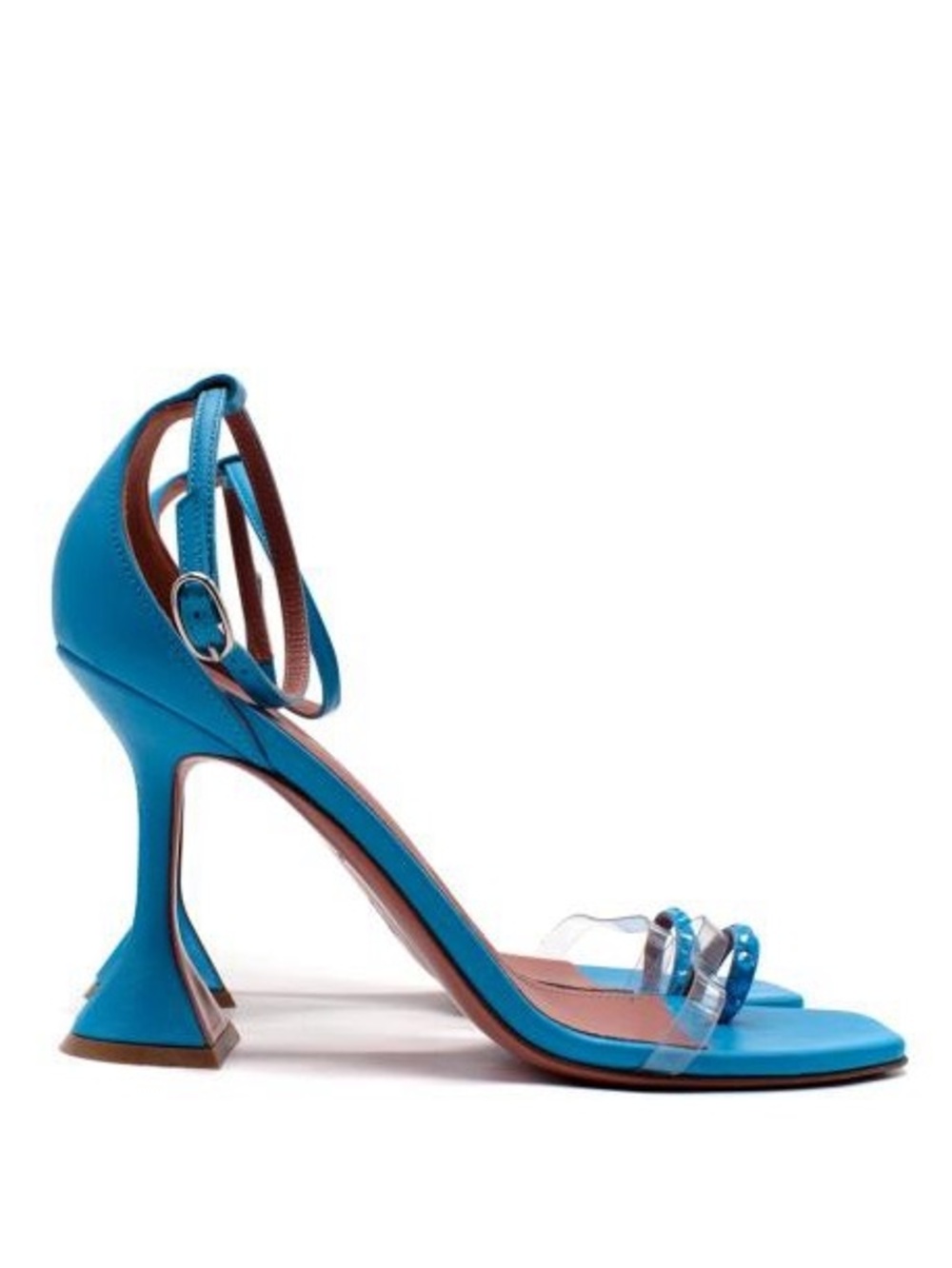 Amina Muaddi Turquoise Blue Ankle-Strap Sculpted-Heel Sandals
